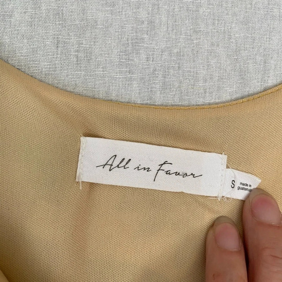 All In Favor Nordstrom yellow floral midi short sleeve dress Sz S - Picture 6 of 9